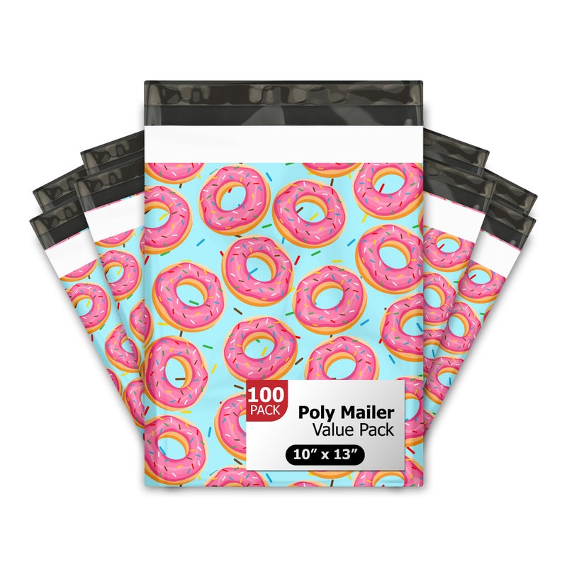 Pro Supply Global 10x13 (100) Sprinkled Donuts Designer Poly Mailers Waterproof Self Sealing Tear Resistant Polymailers Shipping Envelopes Premium Printed Bags For Small Businesses - Image 1